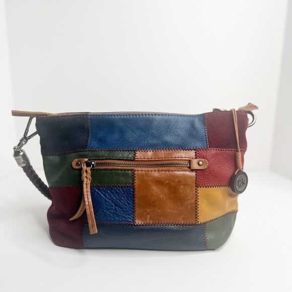THE SAK Patchwork Multicolor Leather/Suede Hobo Shoulder Bag With Braided Strap - Picture 1 of 14